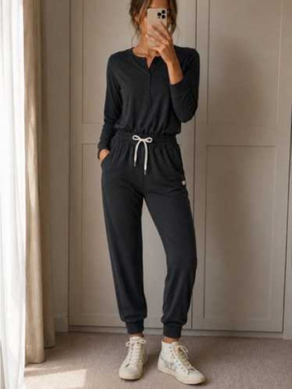 VUORI • lux Henley jumpsuit long sleeve Small buttery soft